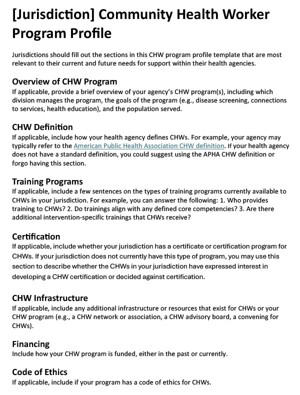 CHW Program Profile Template (Word Download)